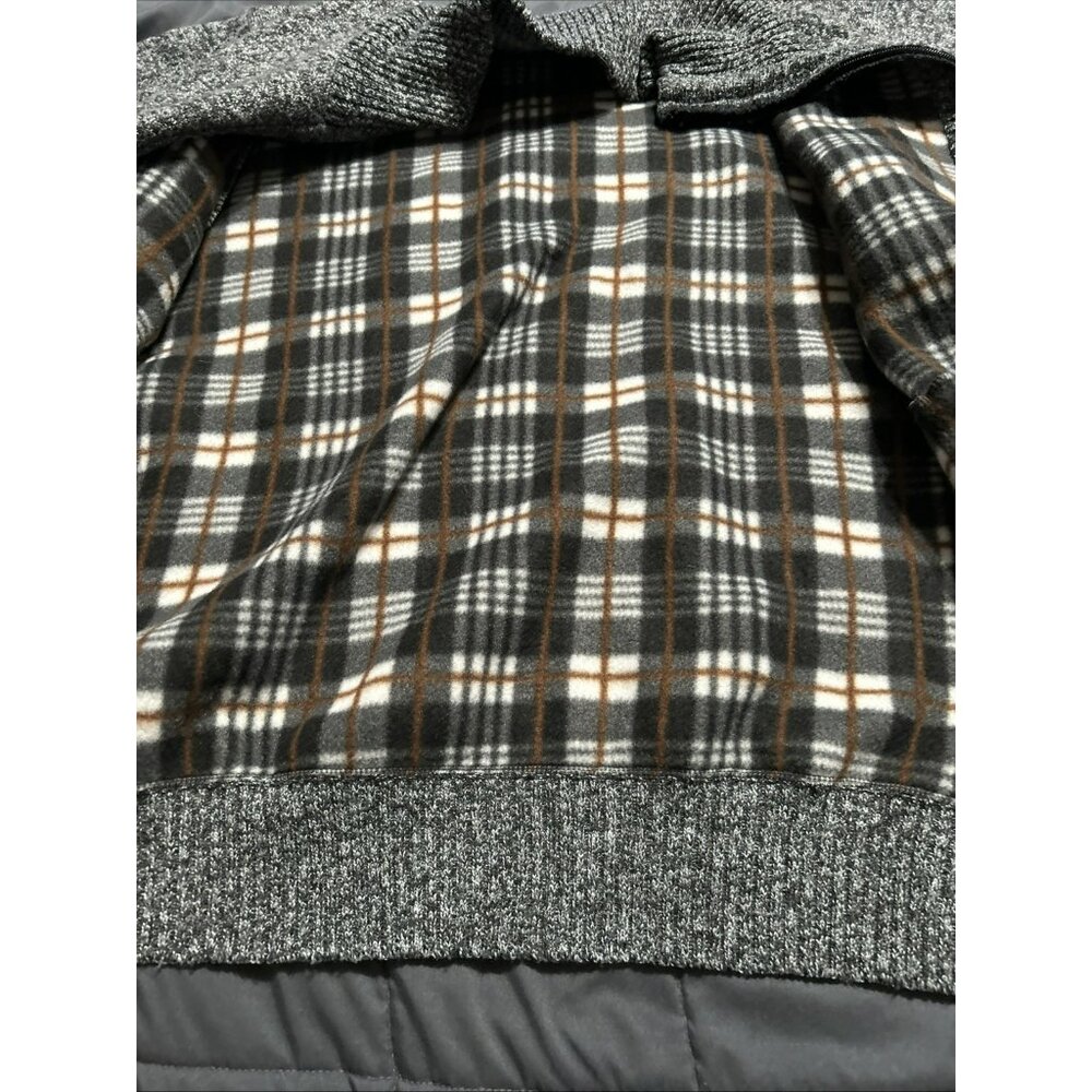 Yeokou Sweater Men L Cashmere Wool Blend Flannel Lined Gray Full Zip Cardigan - Picture 5 of 5